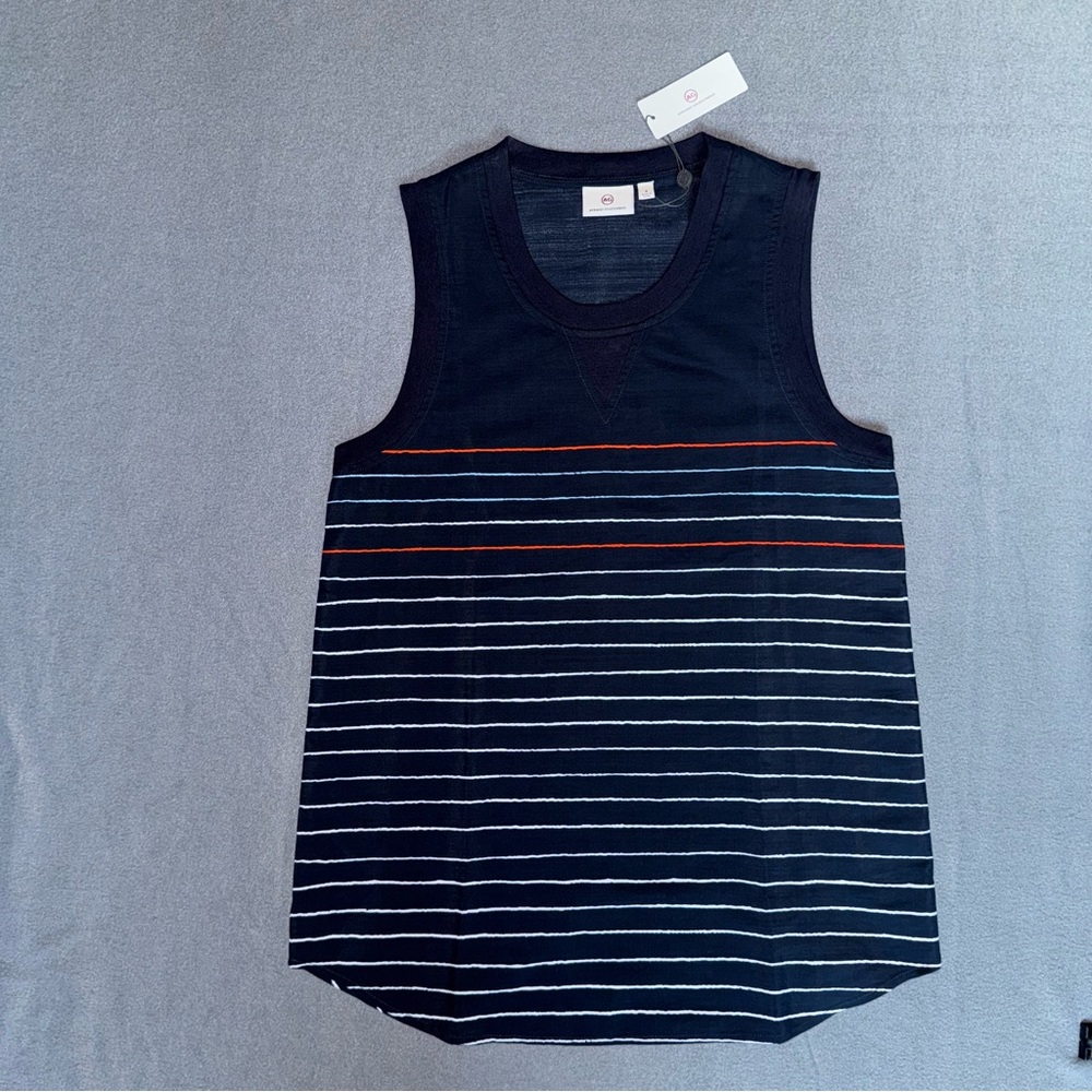 NEW Adriano Goldschmied Navy‎ Sleeveless Top with red white blue Stripes Small